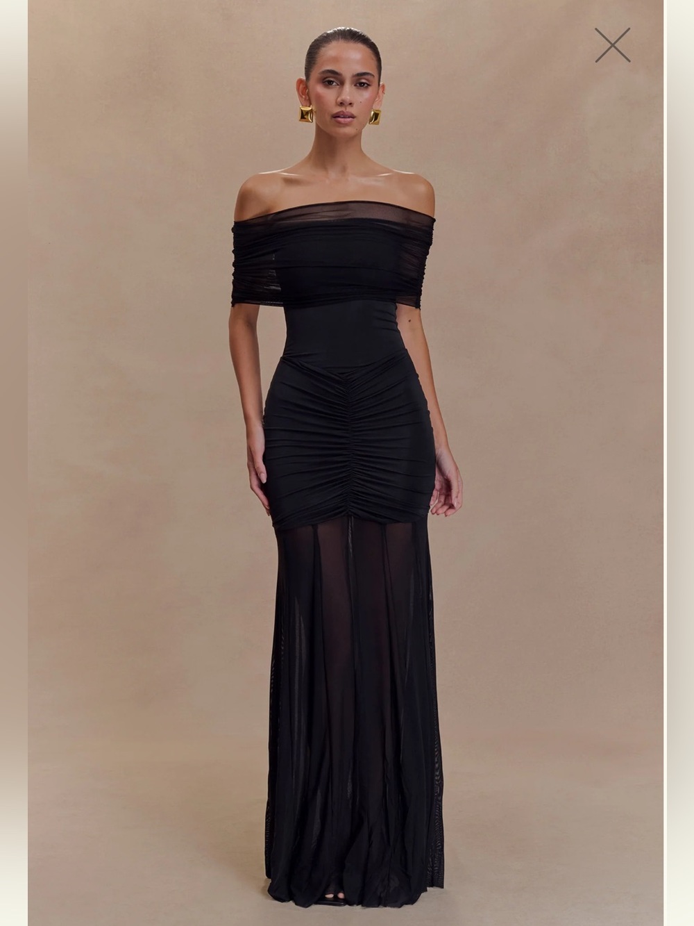 Meshki Caspian Black Maxi Dress | Off Shoulder | Size S